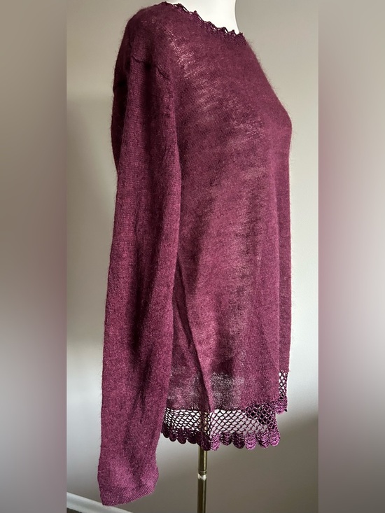 Anthony Saks Sweaters - Anthony Saks Burgundy Lightweight Knit Tunic w. Crocheted Accents